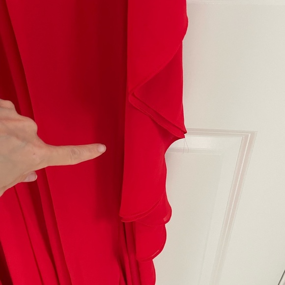Mac Duggal Red Chiffon Ruffle Jumpsuit Size 4 Evening Formal Wedding Cocktail. 6 - Picture 9 of 10